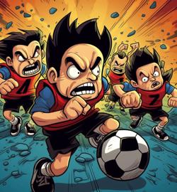 "Funny Comic Sport: Four Players One Ball"